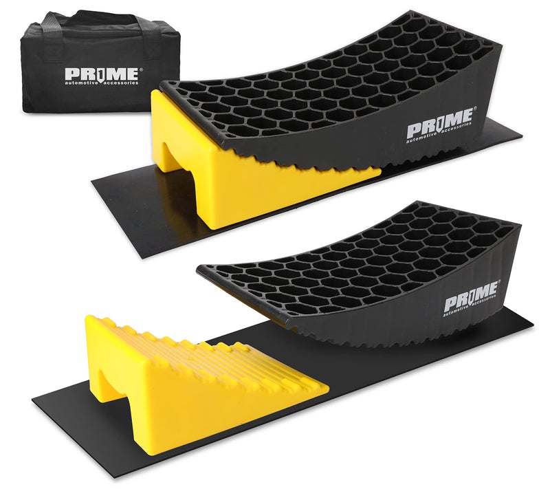 Prime 1 PR1ME Camper Leveler, 2 Pack RV Leveling Blocks, HDPE Curved Levelers,Include 2 Curved Levelers, 2 Chocks, 2 Anti-Slip Mats and Carrying Bag - Image 1