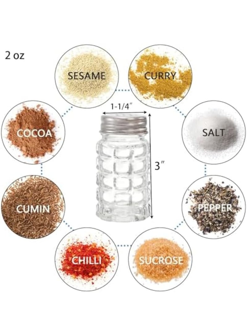 Luckam 16 Pack Retro Glass Salt and Pepper Shakers Set - 2oz Vintage Style Spice Jars with Stainless Steel Lids, Textured Bubble Design for Kitchen, Restaurant, Wedding & Travel (3" Tall) - Image 2