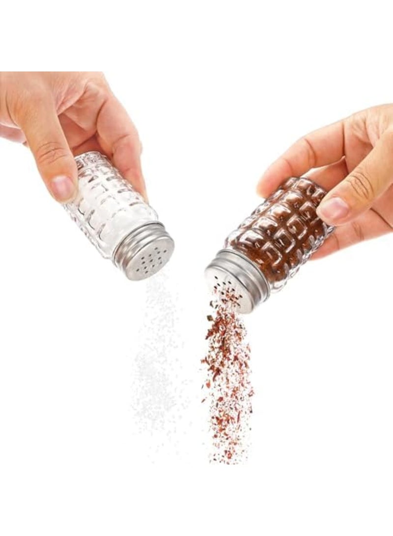 Luckam 16 Pack Retro Glass Salt and Pepper Shakers Set - 2oz Vintage Style Spice Jars with Stainless Steel Lids, Textured Bubble Design for Kitchen, Restaurant, Wedding & Travel (3" Tall) - Image 3