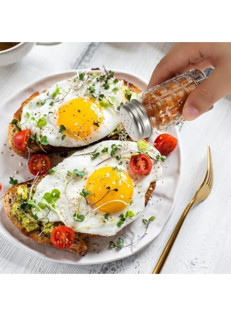 Luckam 16 Pack Retro Glass Salt and Pepper Shakers Set - 2oz Vintage Style Spice Jars with Stainless Steel Lids, Textured Bubble Design for Kitchen, Restaurant, Wedding & Travel (3" Tall) - Image 4