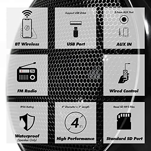 GoHawk Motorcycle Speakers Bluetooth 4 Inch Waterproof Radio Audio System and 1000W Amplifier AUX USB SD FM Radio, Great for Use with ATVs/Motorcycles, 12 Volt Vehicles - Image 2