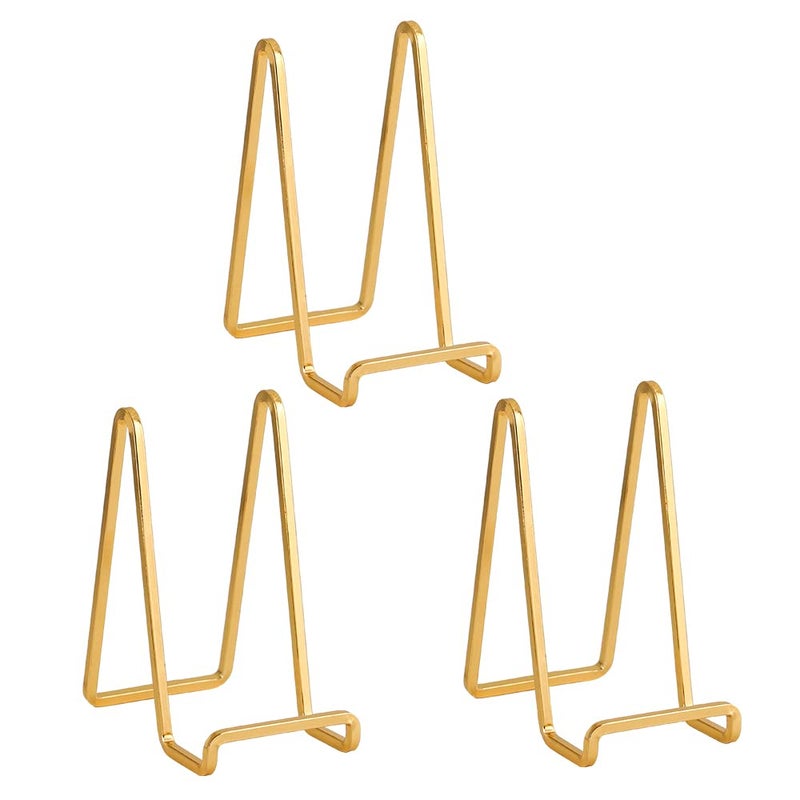Plate Holder Easel Display Stand  6 inch Metal Plate Stands for Display  Tabletop Picture Stand  Gold Iron Easels for Display Pictures  Photo Frames  Book  Decorative Plates  Plaque  3 Pack