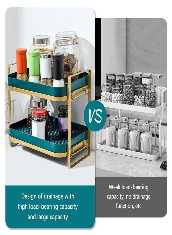 Dhadh Tabletop Cup Organizer Double-Layer Household Storage Rack Teacup Storage Rack Kitchen Bathroom Drain Rack Cup Tray - Image 2