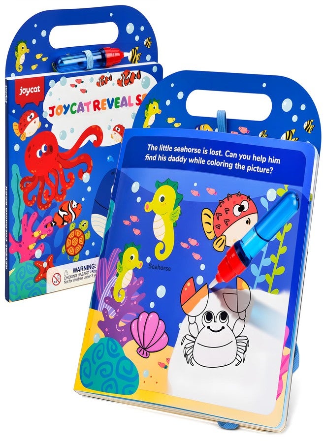 JoyCat Ocean Water Coloring Book for Toddlers 3-5, Reusable No-Mess Water Painting Book with Water Pen, 13 Activity Pages, Travel Toy Gift for Boys & Girls - Image 1