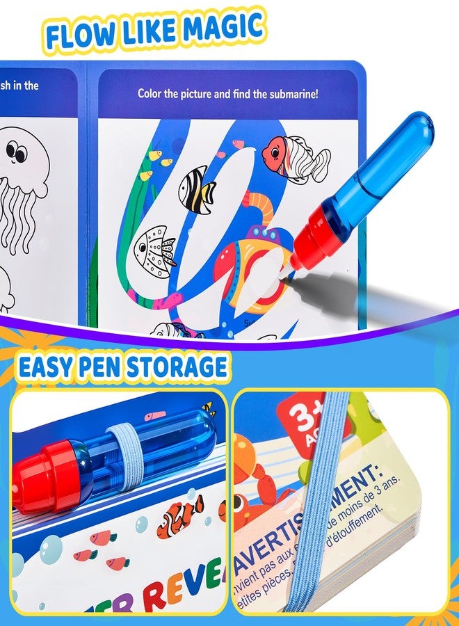 JoyCat Ocean Water Coloring Book for Toddlers 3-5, Reusable No-Mess Water Painting Book with Water Pen, 13 Activity Pages, Travel Toy Gift for Boys & Girls - Image 4