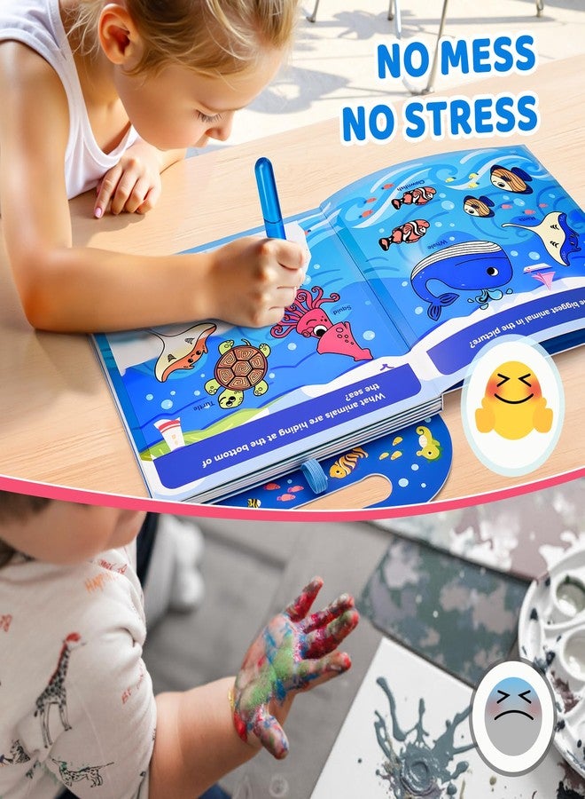 JoyCat Ocean Water Coloring Book for Toddlers 3-5, Reusable No-Mess Water Painting Book with Water Pen, 13 Activity Pages, Travel Toy Gift for Boys & Girls - Image 3