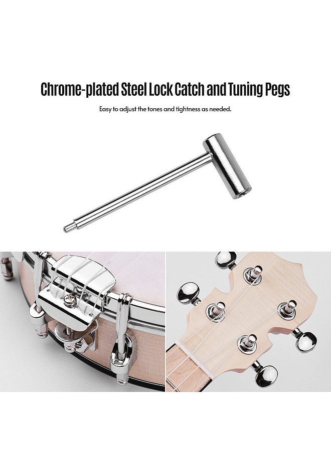 Generic - Concert 23 Inch Open-back Banjo Uke 4 String Banjolele Maple Body Okoume Neck with Tuning Wrench Bridge Positioning Ruler - Image 1