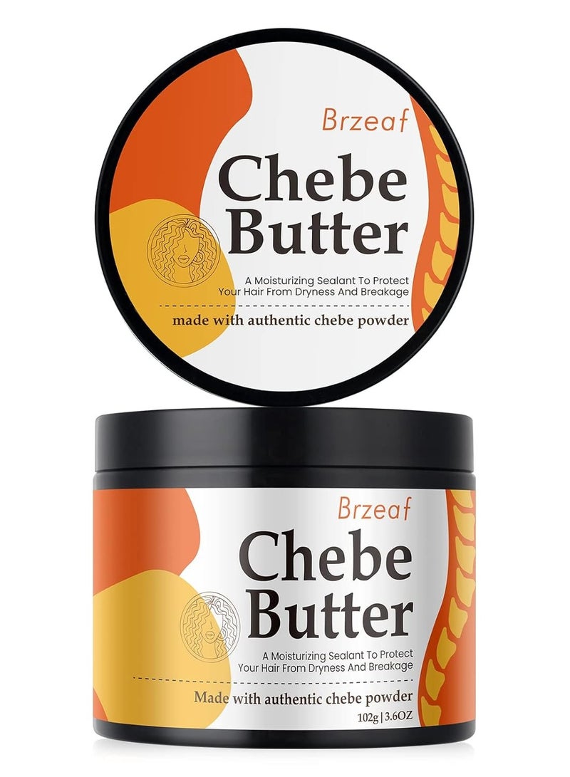 Brzeaf Vegan Chebe Butter for Hair Growth With Rosemary Oil 3.6 Oz [All-Natural Ingredients, Moisturizing, Thickening, for All Hair Types, Deep Conditioning] - Image 1