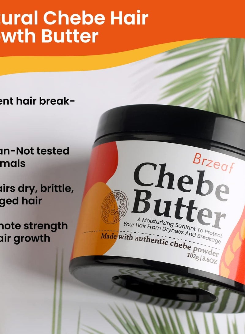 Brzeaf Vegan Chebe Butter for Hair Growth With Rosemary Oil 3.6 Oz [All-Natural Ingredients, Moisturizing, Thickening, for All Hair Types, Deep Conditioning] - Image 4