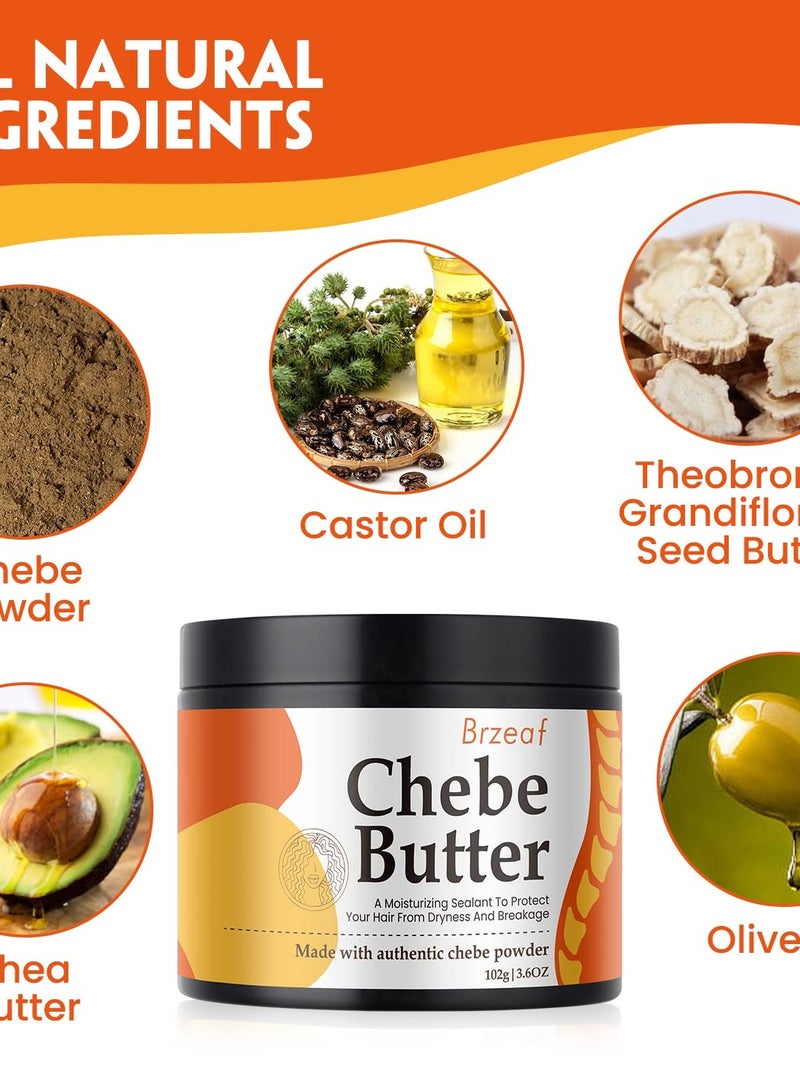 Brzeaf Vegan Chebe Butter for Hair Growth With Rosemary Oil 3.6 Oz [All-Natural Ingredients, Moisturizing, Thickening, for All Hair Types, Deep Conditioning] - Image 3