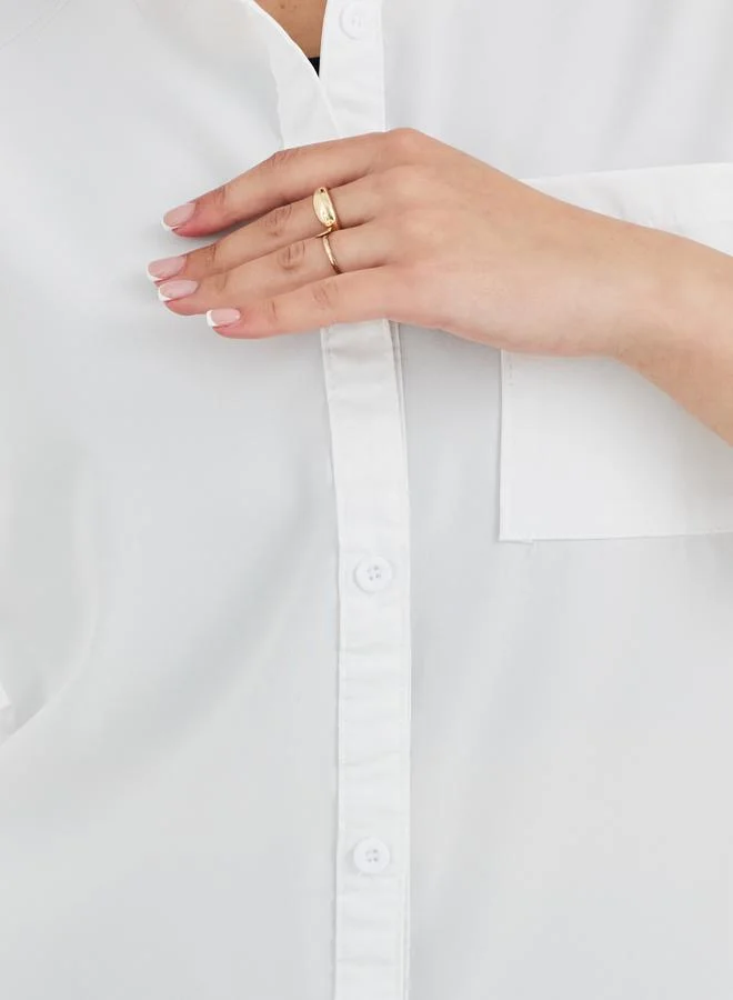 Styli Styli Solid Short Sleeve Oversized Shirt