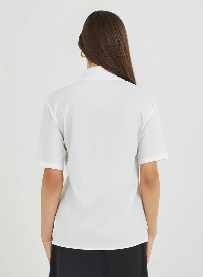 Styli Styli Solid Short Sleeve Oversized Shirt