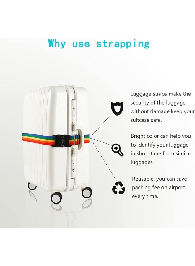 Premify (Set Of 2) Rainbow Color Adjustable Luggage Straps With 3-Digit Combination Lock, Heavy Duty Non-Slip Strap Travel Baggage Belt For Suitcase Safety, 80-Inch, Bag Organizer  - Image 3