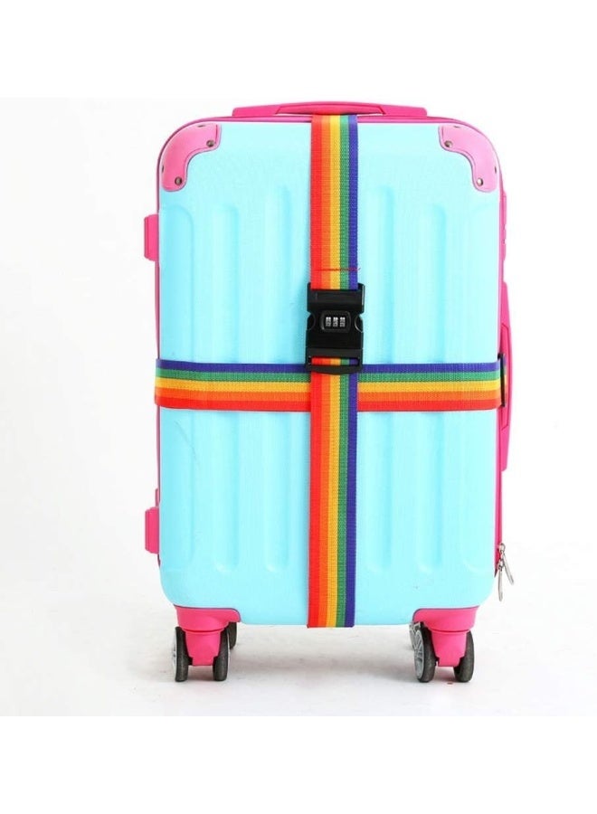 Premify (Set Of 2) Rainbow Color Adjustable Luggage Straps With 3-Digit Combination Lock, Heavy Duty Non-Slip Strap Travel Baggage Belt For Suitcase Safety, 80-Inch, Bag Organizer  - Image 5