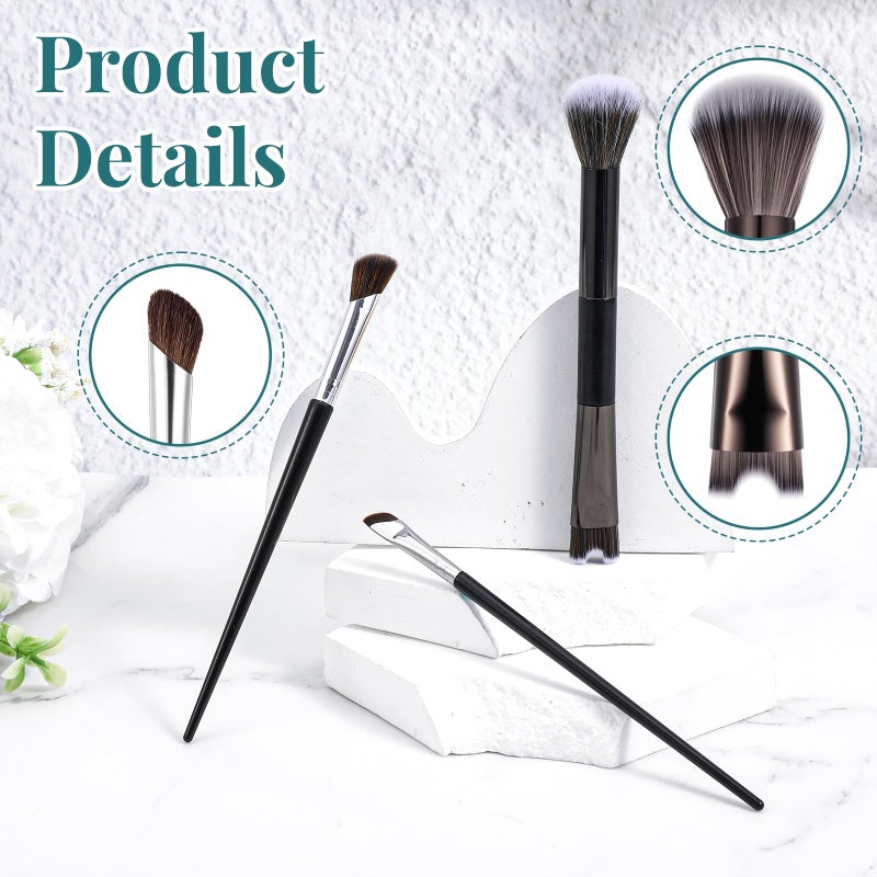 Zelphvt 3 Pcs Sculpting Dual-End Nose Brush, 2-in-1 Nose Contour Brush Angled Makeup Brushes Blush Brushes for Sculpting and Defining Contour - Image 3