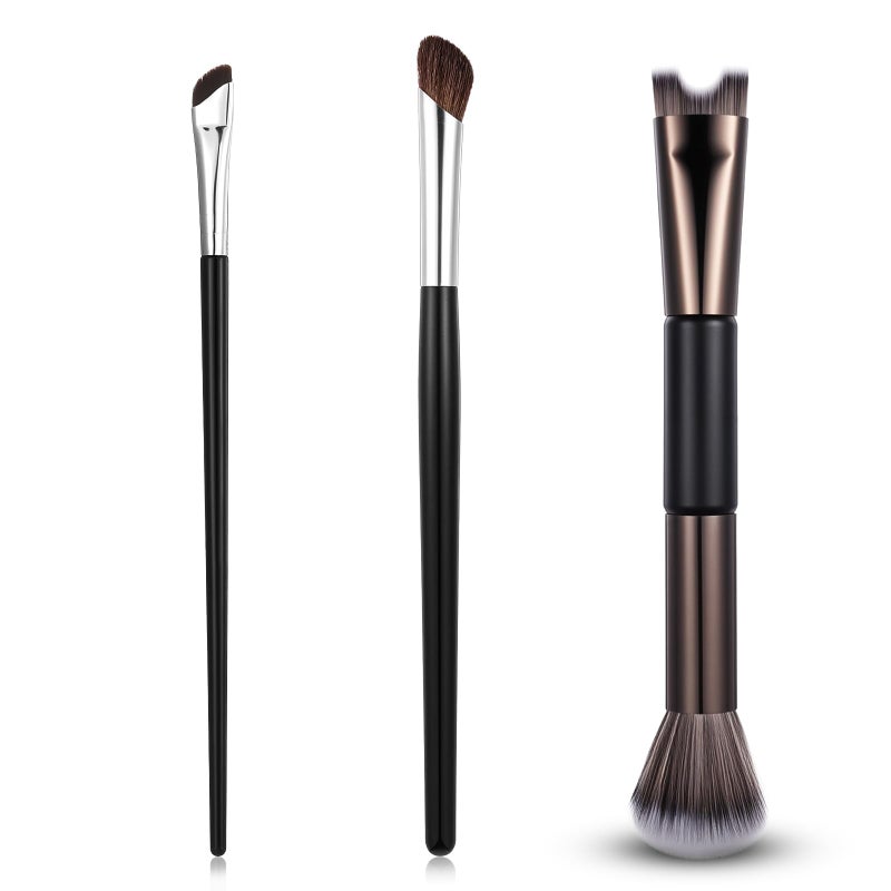 Zelphvt 3 Pcs Sculpting Dual-End Nose Brush, 2-in-1 Nose Contour Brush Angled Makeup Brushes Blush Brushes for Sculpting and Defining Contour - Image 1