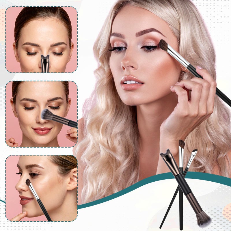 Zelphvt 3 Pcs Sculpting Dual-End Nose Brush, 2-in-1 Nose Contour Brush Angled Makeup Brushes Blush Brushes for Sculpting and Defining Contour - Image 5