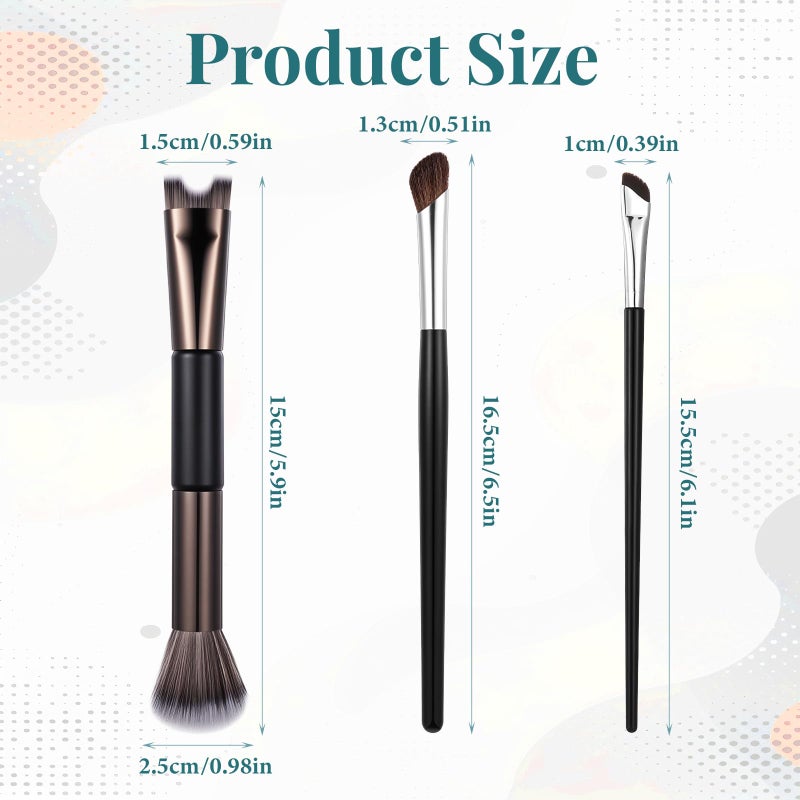 Zelphvt 3 Pcs Sculpting Dual-End Nose Brush, 2-in-1 Nose Contour Brush Angled Makeup Brushes Blush Brushes for Sculpting and Defining Contour - Image 2