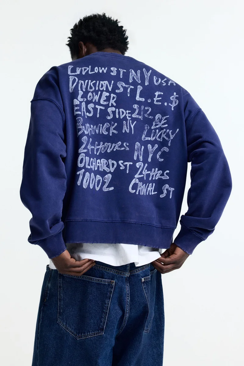 H&M  Oversized Fit Printed sweatshirt for Men | Best Price UAE