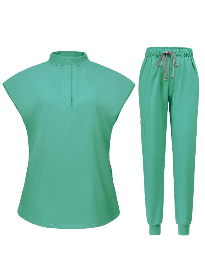 NIBEMINENT Scrubs  Jogger Scrub Sets Women Solid Color Breathable Work Clothes Lab Coat Uniform Hospital Doctor Work Wear - Image 1