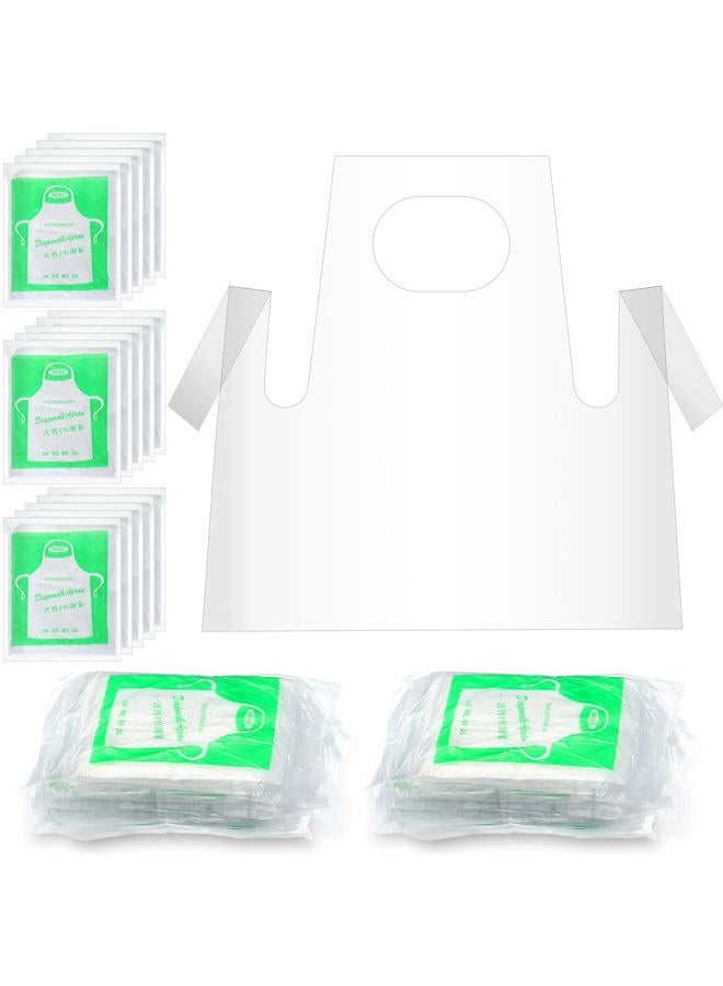 Satinior 25 Pieces Disposable Aprons Plastic Aprons for Kids Waterproof Oil Proof Small Clear Polythene Children Cooking Apron for Painting Cooking Eating Teaching DIY Craft Picnic - Image 1