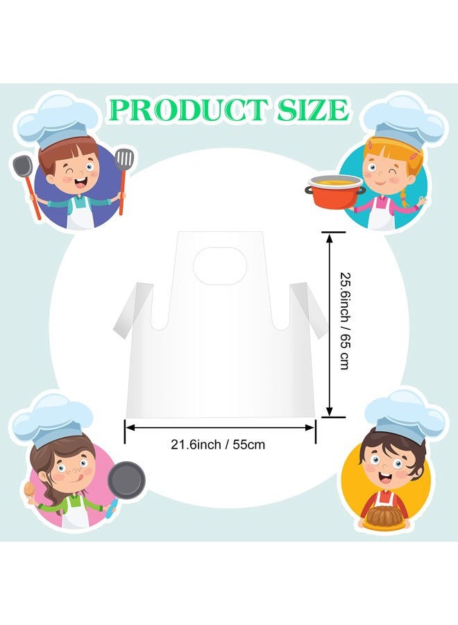 Satinior 25 Pieces Disposable Aprons Plastic Aprons for Kids Waterproof Oil Proof Small Clear Polythene Children Cooking Apron for Painting Cooking Eating Teaching DIY Craft Picnic - Image 2