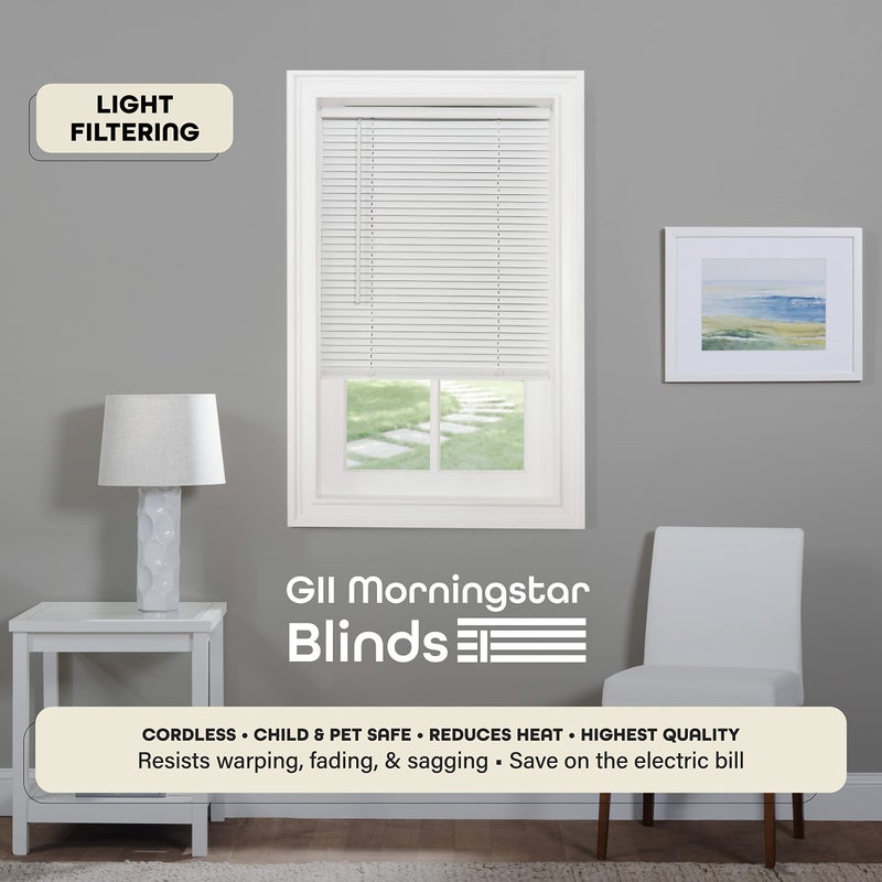Achim Cordless Light Filtering Mini Blinds for Indoor Windows - 32 Inch Width, 64 Inch Length, 1" Slat Size - Pearl White - Cordless GII Morningstar Window Blinds for Interior by Achim Home Decor - Image 2