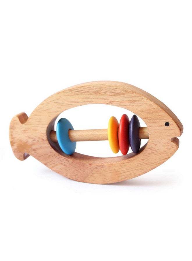 Shumee Wooden Fish Rattle Rings and Teethers for Infants | Sensory Toy | 100% Safe, Natural & Eco-Friendly | 6 Months+ - Image 1