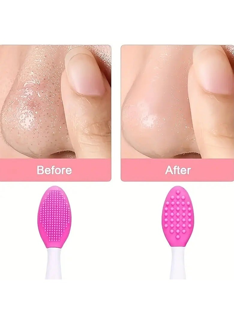 ORiTi 4 PCS Silicone Nose Brush Clean to Black Head Brush Double Sided Soft Exfoliating Brush DIY Facial Skin Care Cleaning Rough Massage Tool - MIX COLOR - Image 5