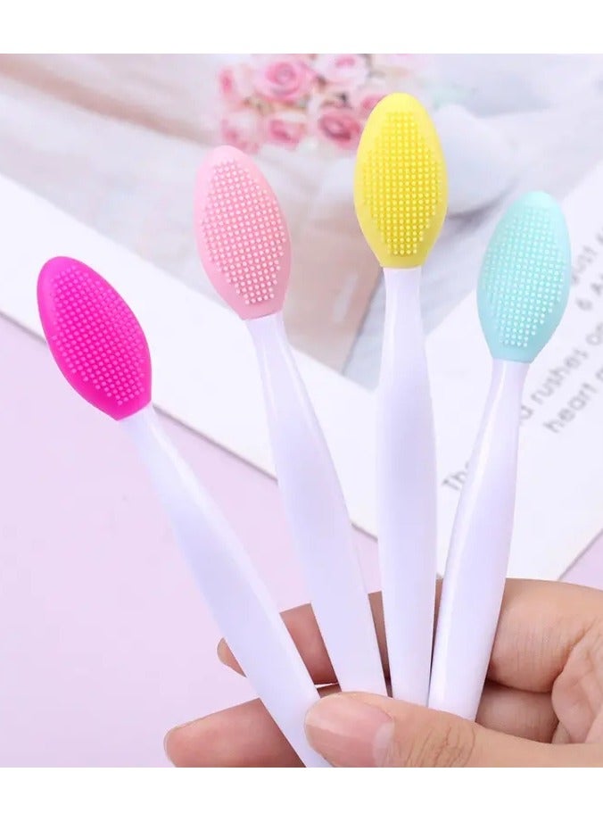 ORiTi 4 PCS Silicone Nose Brush Clean to Black Head Brush Double Sided Soft Exfoliating Brush DIY Facial Skin Care Cleaning Rough Massage Tool - MIX COLOR - Image 1