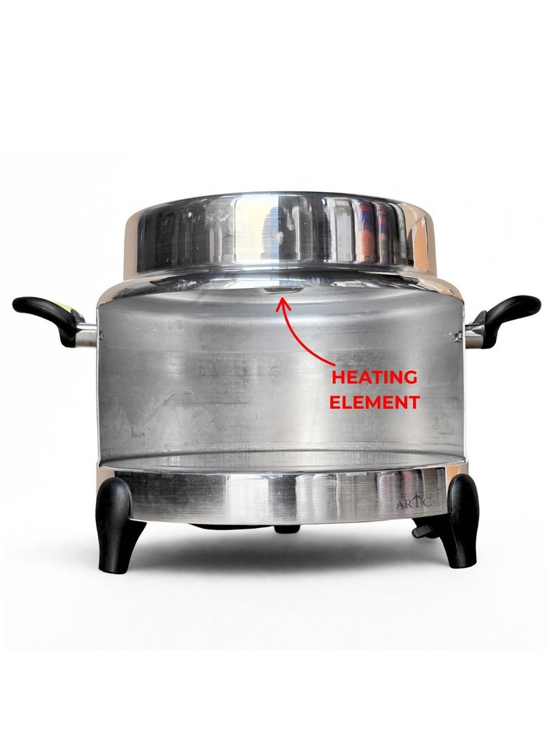 ARTC 1400W Multi-Purpose Electric Griddle Oven, Bread Maker & Pizza Maker with 3 Legs for Arabic Khamir Bread, Lebanese Bread, Fatayer, Pita, Mini Pizza | 30cm Top Baking Area, Heavy Duty 8.5L 99% Pure Certified Aluminum with Italian Heating Element, Safe 3-Pin Cable, 1-Year Warranty | For Home, Restaurants, Cafes, Bakeries, Kitchens & More - Image 5