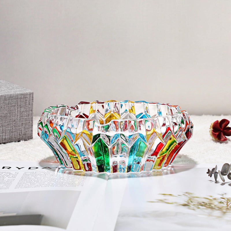 GUSHBIN Colorful Key Bowl for Entryway Glass Crystal Decorative Bowl Table Jewelry Dish for Chocolate Candy Storage Bowl Centerpiece for Coffee Table Dressing Table Home Decor - Image 5
