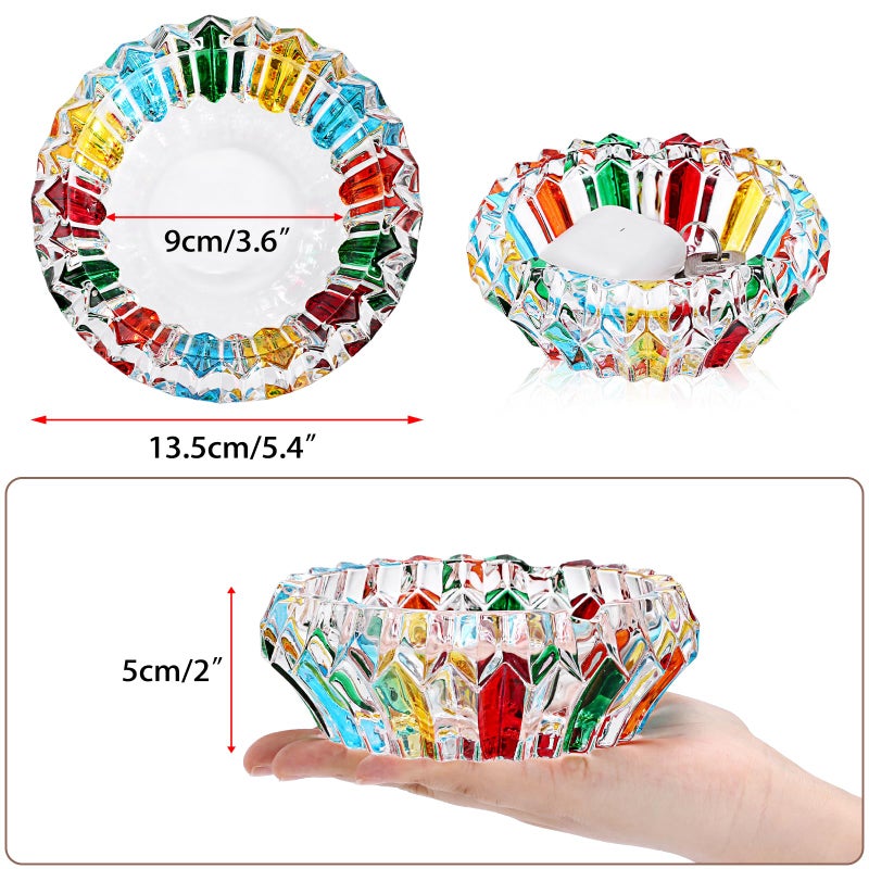 GUSHBIN Colorful Key Bowl for Entryway Glass Crystal Decorative Bowl Table Jewelry Dish for Chocolate Candy Storage Bowl Centerpiece for Coffee Table Dressing Table Home Decor - Image 3