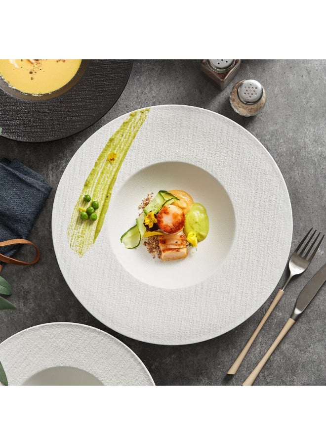 Canjiangjun Western-style Plate, Salad Plate, Straw Hat Plate, Household Stone Pattern Soup Bowl, Ceramic Soup Bowl, Western Pasta Plate, 9.5 Inches - Image 1