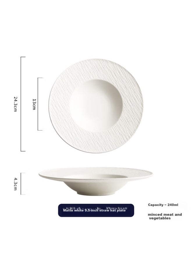 Canjiangjun Western-style Plate, Salad Plate, Straw Hat Plate, Household Stone Pattern Soup Bowl, Ceramic Soup Bowl, Western Pasta Plate, 9.5 Inches - Image 4
