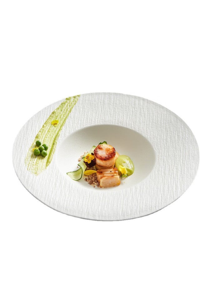 Canjiangjun Western-style Plate, Salad Plate, Straw Hat Plate, Household Stone Pattern Soup Bowl, Ceramic Soup Bowl, Western Pasta Plate, 9.5 Inches - Image 3