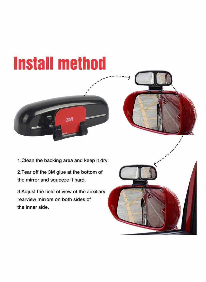 2 Pcs Blind Spot Mirrors, HD Glass Adjustable Rear View Mirror,Car Auxiliary Universal Wide Angle Mirrors Rear View Mirror Mirror Universal for Cars, Trucks, SUVs