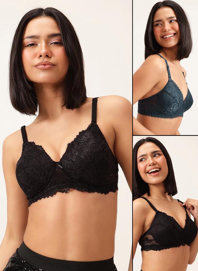 Clovia Set of 2 - Padded Non-Wired Full Coverage Lace Bra - Image 1