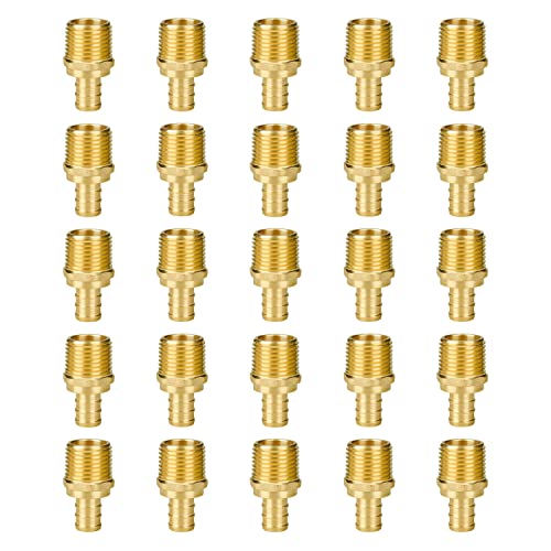 SUNGATOR 25-Pack 1/2" NPT to 1/2" PEX Male Adapter, No Lead Brass, NSF, UPC Certified - Image 1