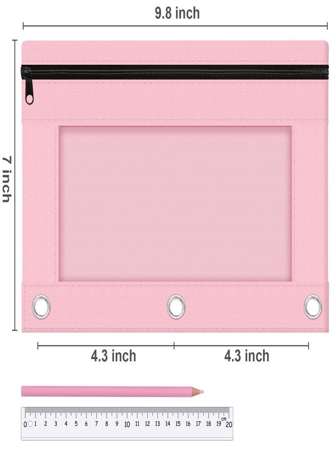 LURLIN Pencil Pouch for 3 Ring Binder, 2 Pack Pencil Bags with Zipper, Pink Pencil Case for Classroom School Office Supplies, Large Sturdy and Durable Cloth Pencil Pocket for 3 Holder Binder - Image 2