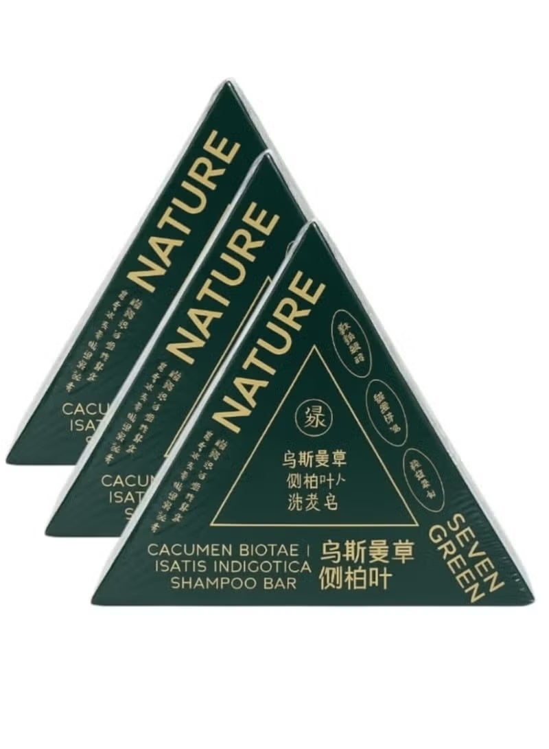 Shampoos & Conditioners Shampoos Seven Green Nature Triangle Shampoo Bar, Nature Seven Green Soap, Usman Grass Bar, Calming & Strengthens Hair for Women and Mens (3pcs)