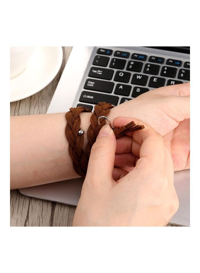 NIBEMINENT Hand-woven Replacement Watch Band Leather Watchband For Apple Series 7 41mm/6 & SE 5 4 40mm/3 2 1 38mm Khaki - Image 3