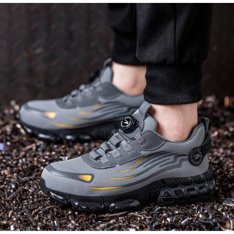 Anti-smash Anti-pressure Safety Shoes with Wide European Standard Steel Head, Pressure Resistance ≥15000N, Impact Resistance >200J, Stab-proof Kevlar, Solid Puncture Resistance ≥1100N, PU Air Cushion Sole, Upper Material Flying Weave, Color Black/Gray, Midsole Material Kevlar, Toe Cap Steel Toe, Size 36-46 - Image 5