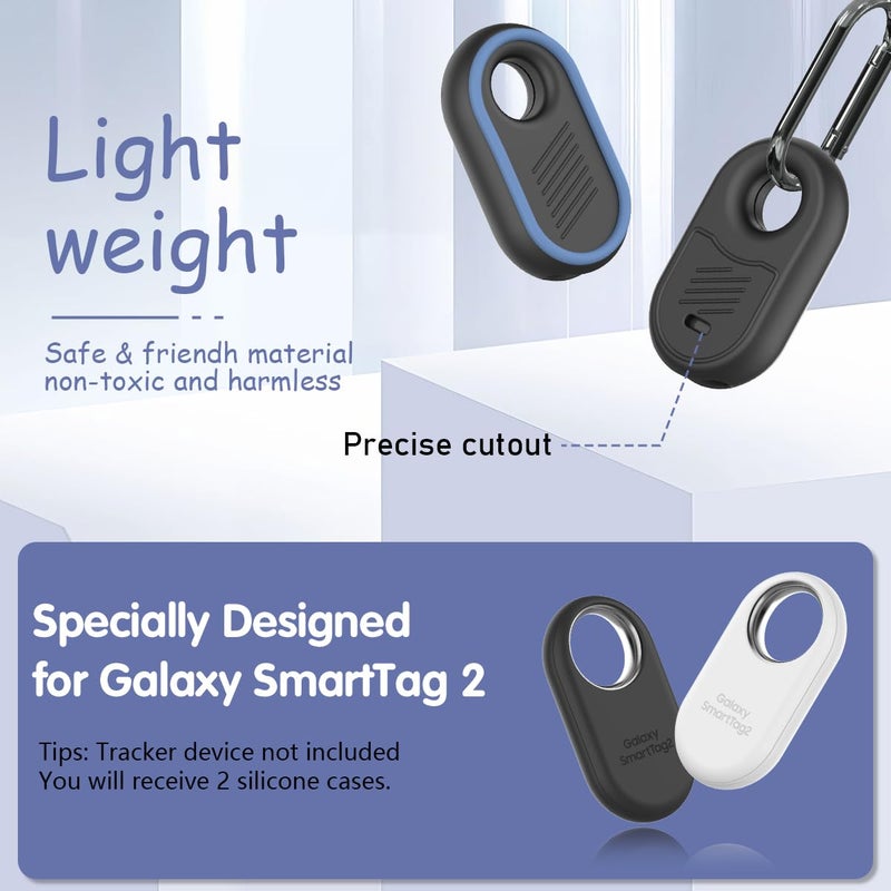 BIQIRE 4-Pack Compatible for Samsung Galaxy SmartTag2 Case Cover, Rugged Full Protective Anti-slip Soft Silicone Case for Galaxy Smart Tag 2 with Key Ring, for Keys, Luggage, Pets (White/Blue/Green/Rose Red) - Image 2