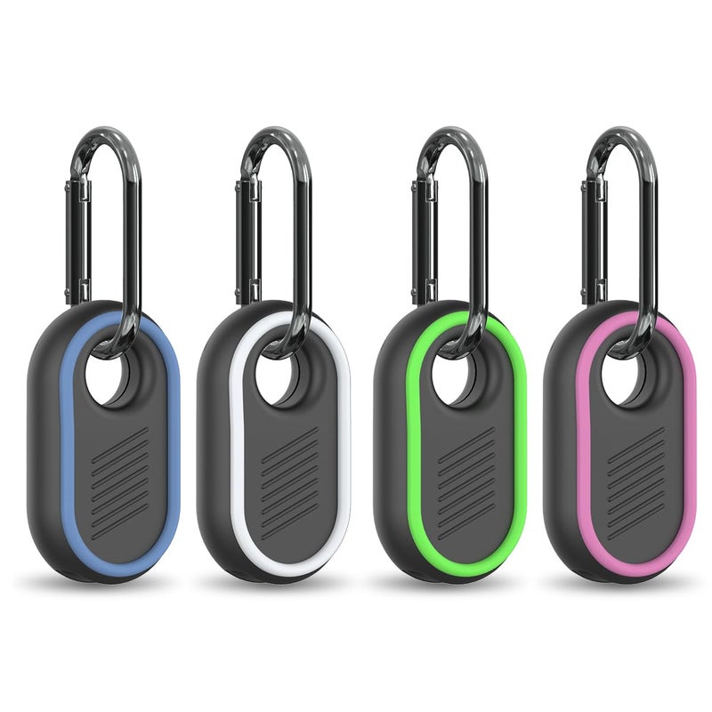 BIQIRE 4-Pack Compatible for Samsung Galaxy SmartTag2 Case Cover, Rugged Full Protective Anti-slip Soft Silicone Case for Galaxy Smart Tag 2 with Key Ring, for Keys, Luggage, Pets (White/Blue/Green/Rose Red) - Image 1