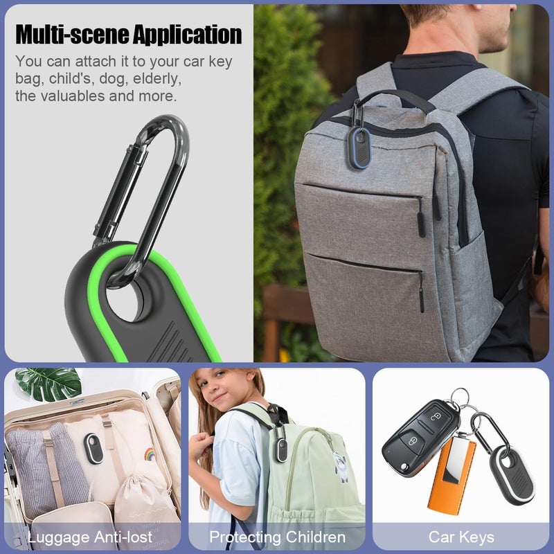 BIQIRE 4-Pack Compatible for Samsung Galaxy SmartTag2 Case Cover, Rugged Full Protective Anti-slip Soft Silicone Case for Galaxy Smart Tag 2 with Key Ring, for Keys, Luggage, Pets (White/Blue/Green/Rose Red) - Image 5