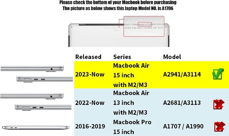 سيفن لاين متوافق مع حافظة Apple MacBook Air 15 بوصة 2025 2024 2023 M4 M3 M2 لـ Mac Air 15.3 بوصة موديل A2941/A3114/A3241 حافظة صلبة واقية للكمبيوتر المحمول مع غطاء لوحة مفاتيح، أزرق سيرينيتي - Image 2