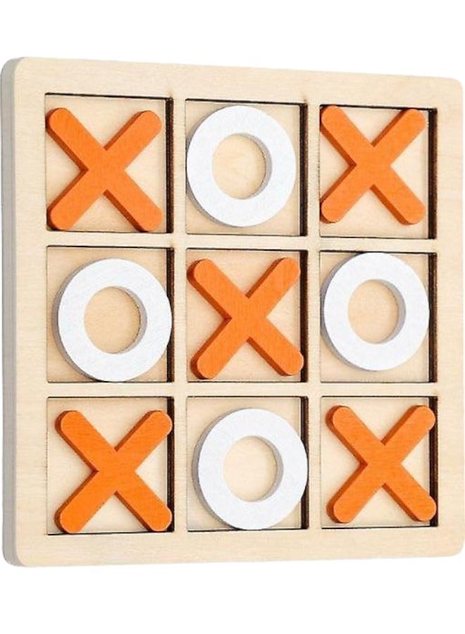 Toy Box Wooden Tic Tac Toe Classic Board Game XOXO Portable Casual Tabletop Game for Adults and Kids - Image 1