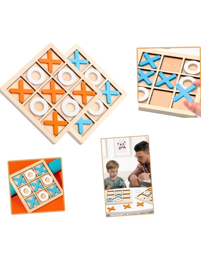 Toy Box Wooden Tic Tac Toe Classic Board Game XOXO Portable Casual Tabletop Game for Adults and Kids - Image 2