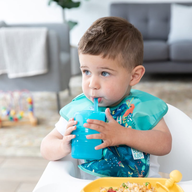 Bumkins Baby and Toddler Cups, Sippy Cup with Straw, Spill Proof, Transition Cup for Babies Ages 1 Year, Safely Sip from Lid, Straw or Cup, First Year Supplies, Platinum Silicone, Holds 7oz, Blue - Image 3